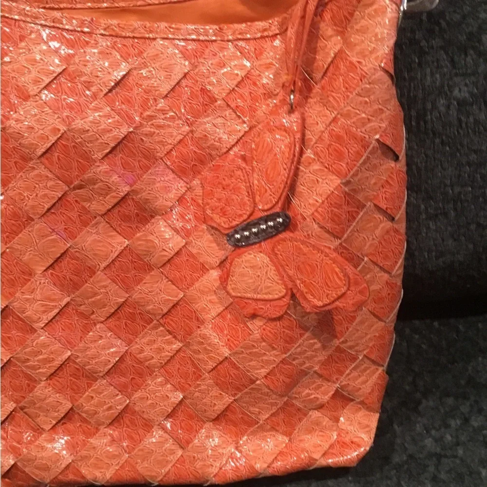 Braciano Orange Woven Shoulder Bag